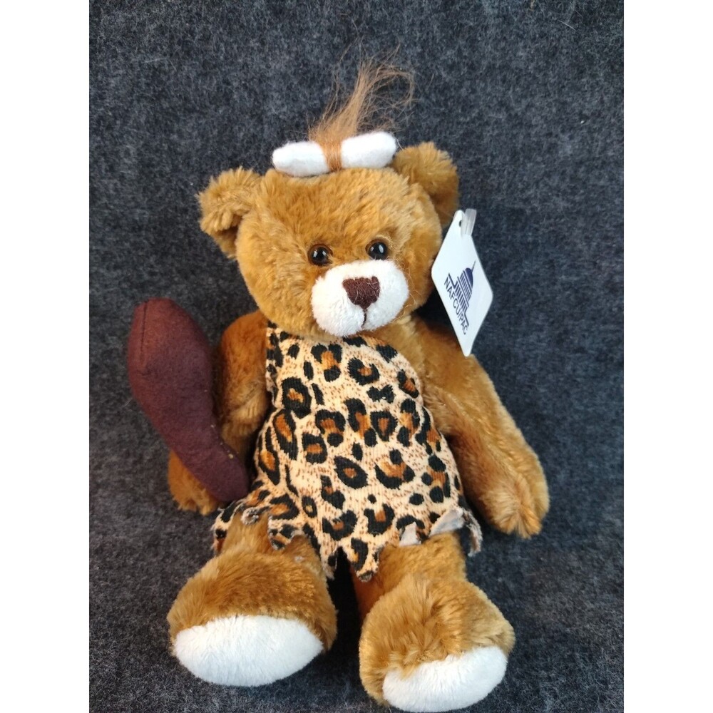 Plushland Teddy Bear Toy Plush Stuffed Animal Beanie Cavegirl Pebbles Outfit 8"
